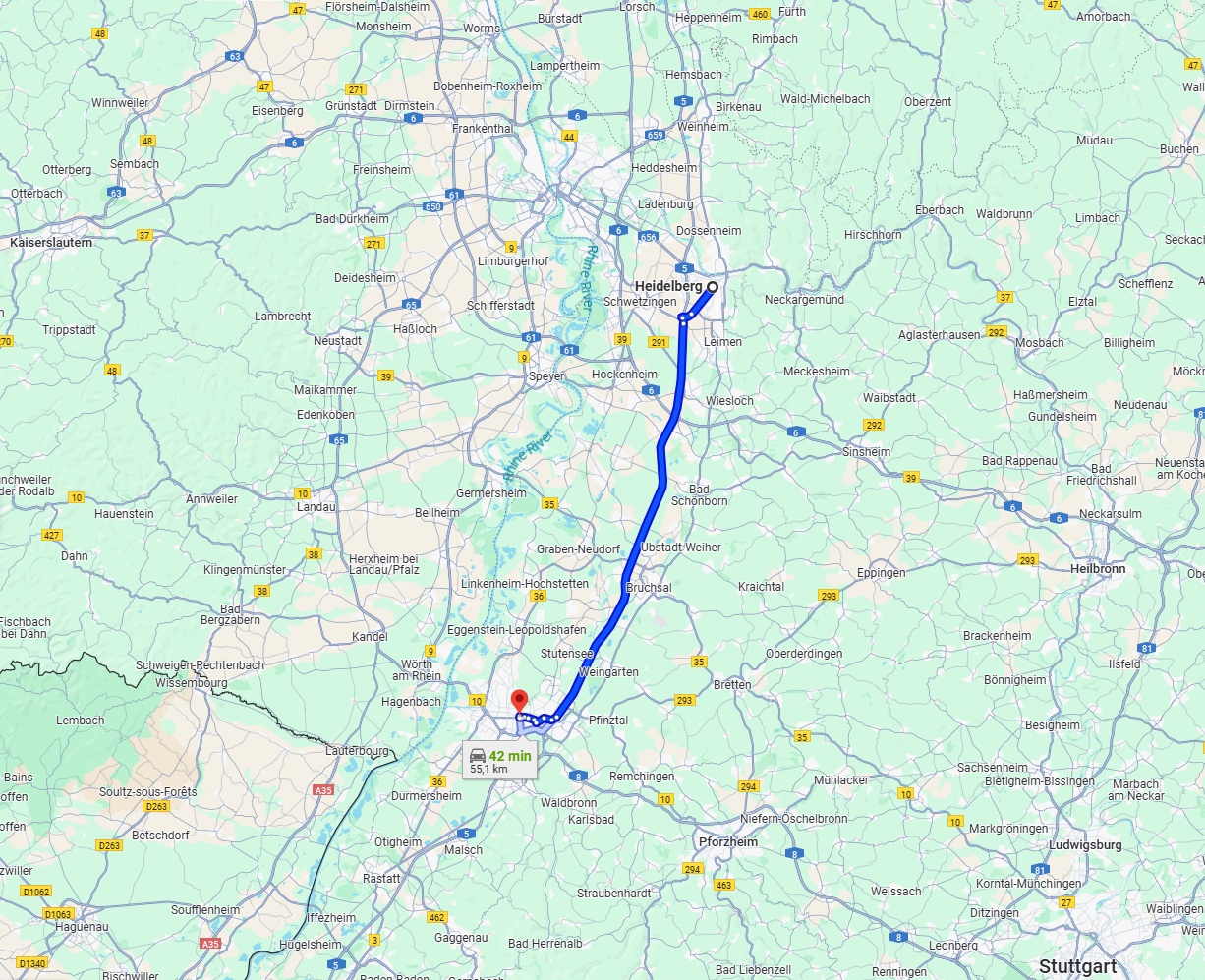 Anreise von Heidelberg Zu Karlsruhe Über via A5