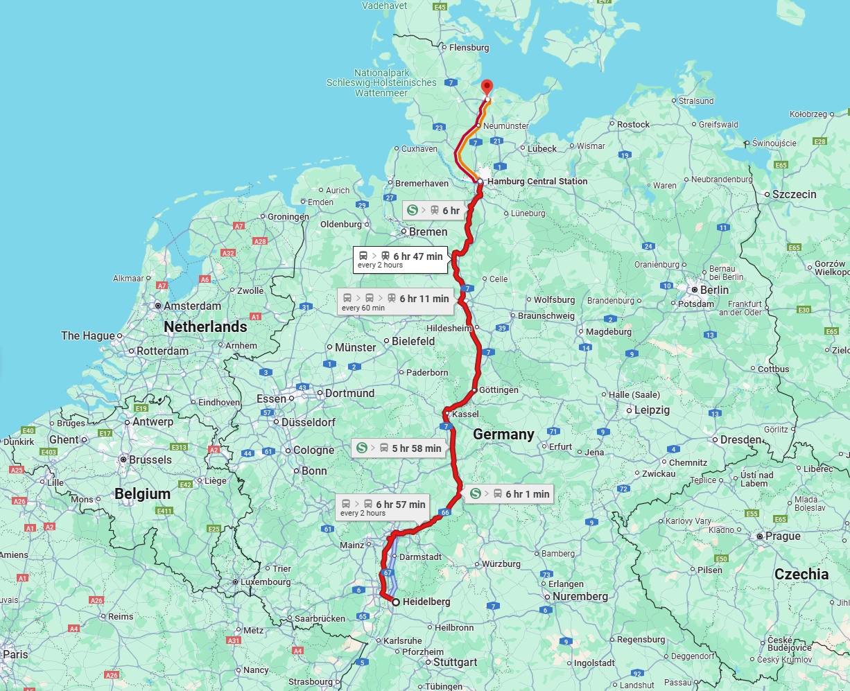 Anreise von Heidelberg Zu Kiel Über 