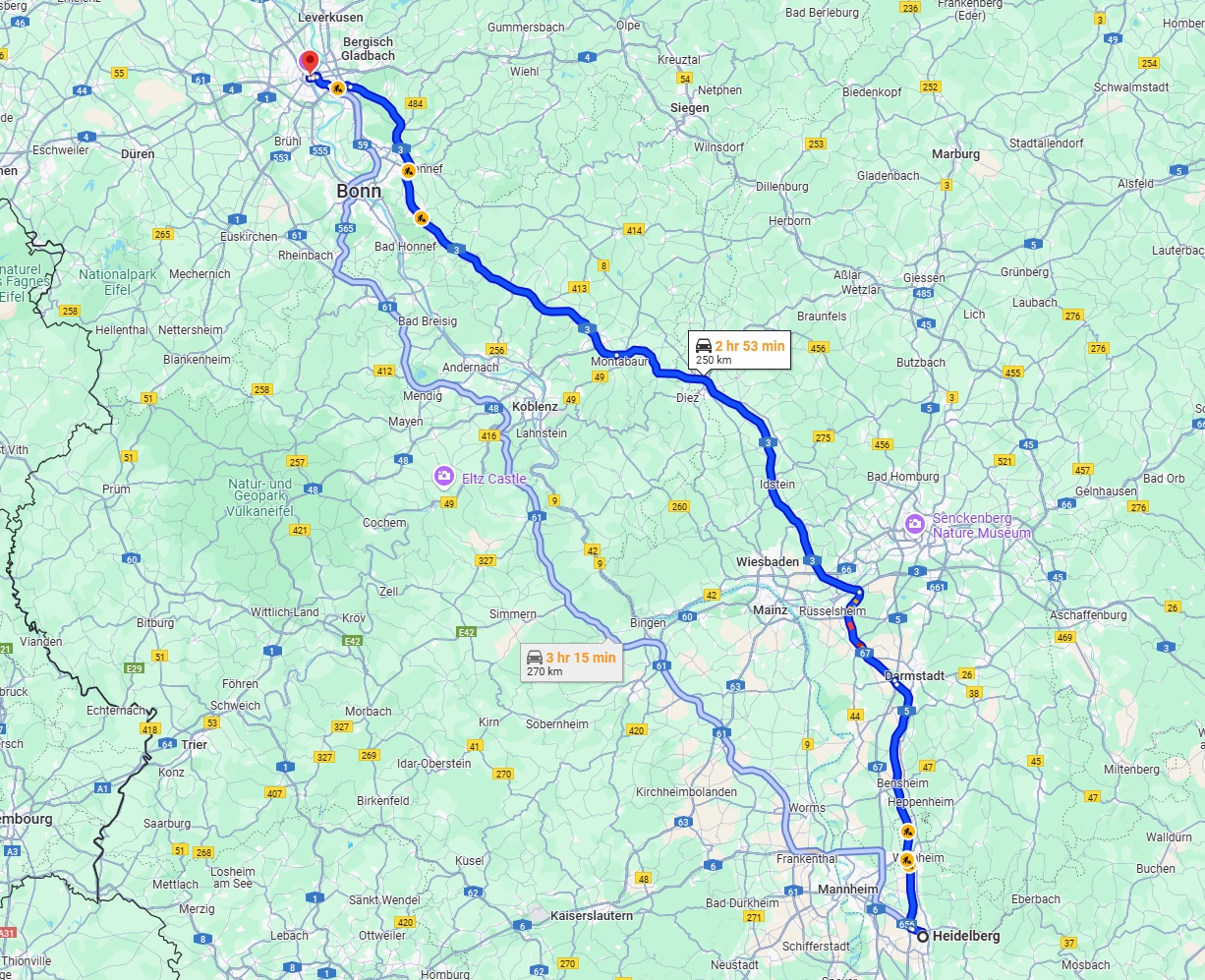 Anreise von Heidelberg Zu Köln Über via A3