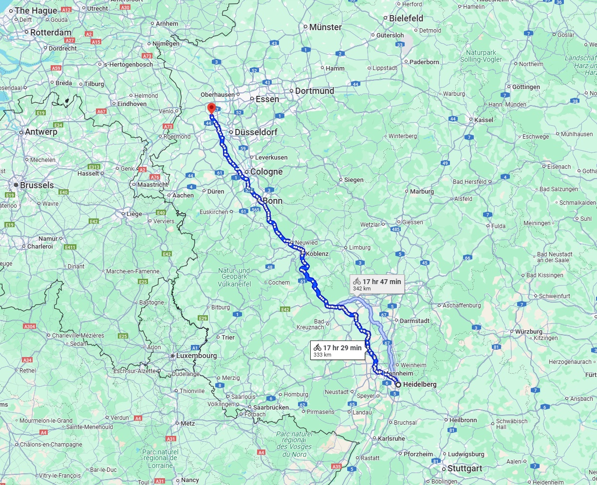 Anreise von Heidelberg Zu Krefeld Über 