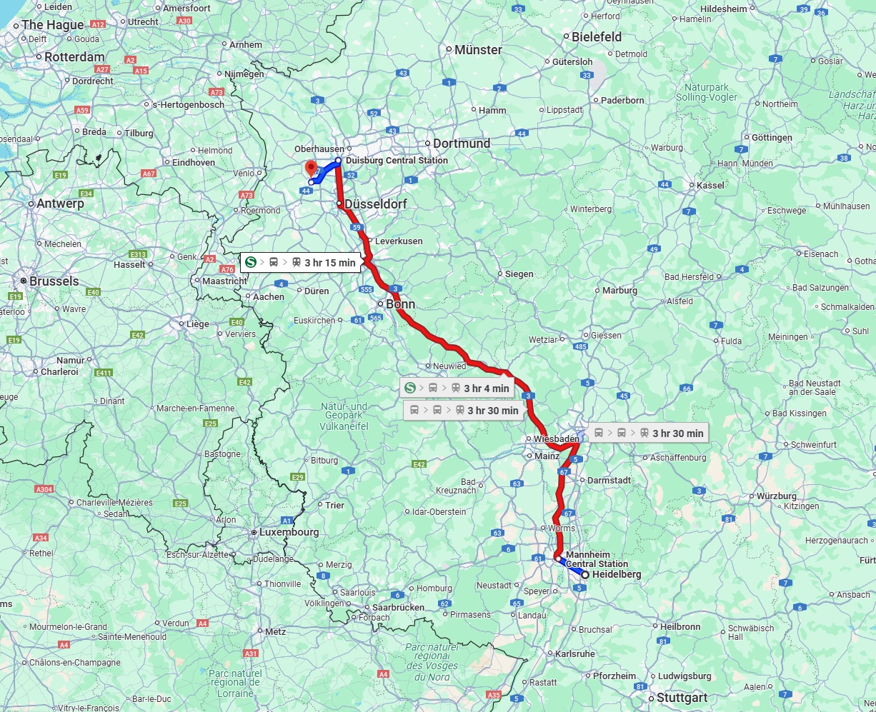 Anreise von Heidelberg Zu Krefeld Über 