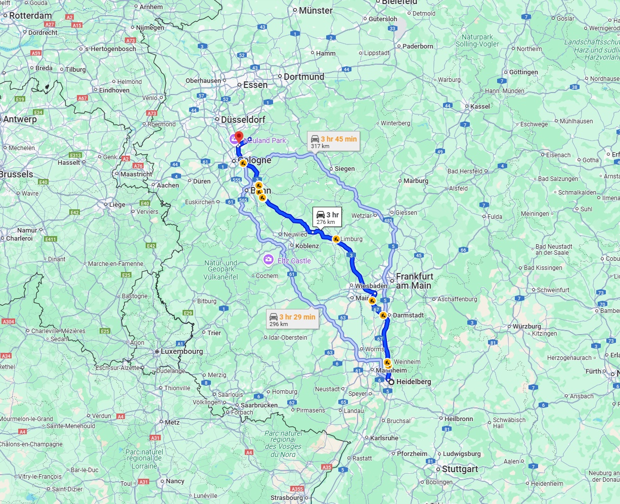 Anreise von Heidelberg Zu Leverkusen Über via A3