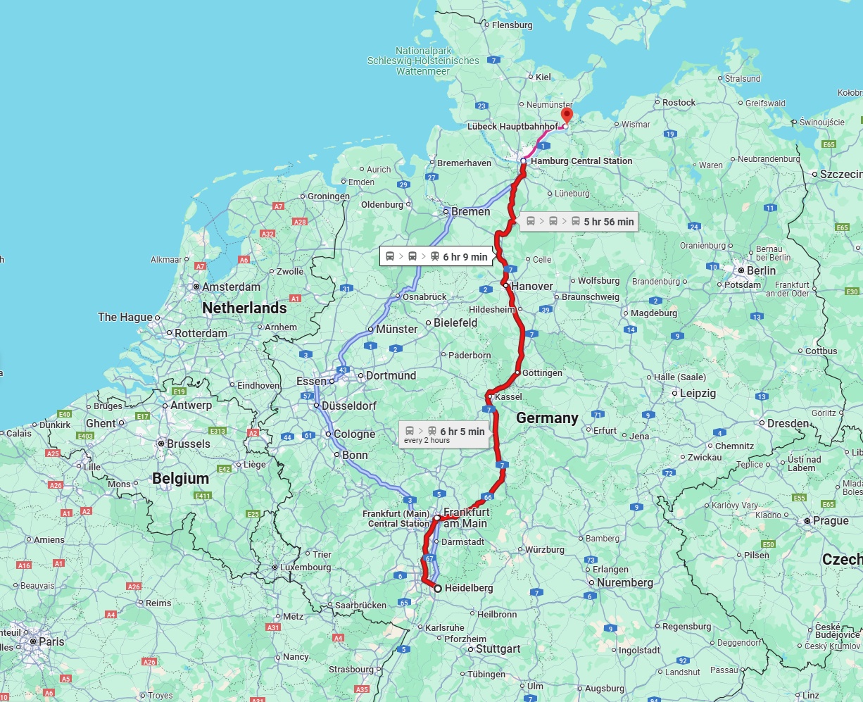 Anreise von Heidelberg Zu Lübeck Über 