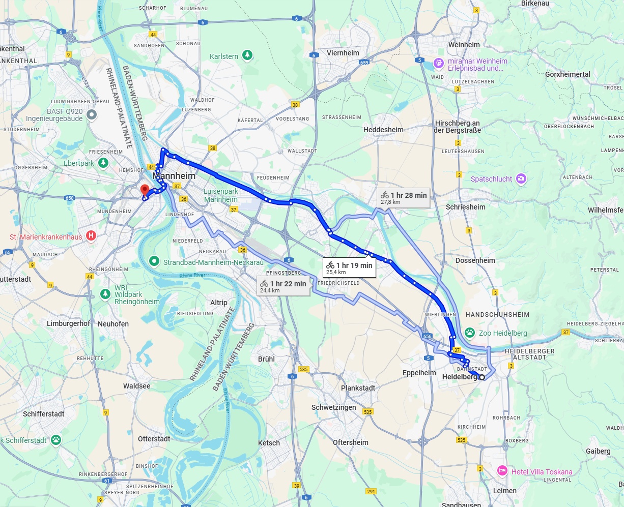 Anreise von Heidelberg Zu Ludwigshafen am Rhein Über 