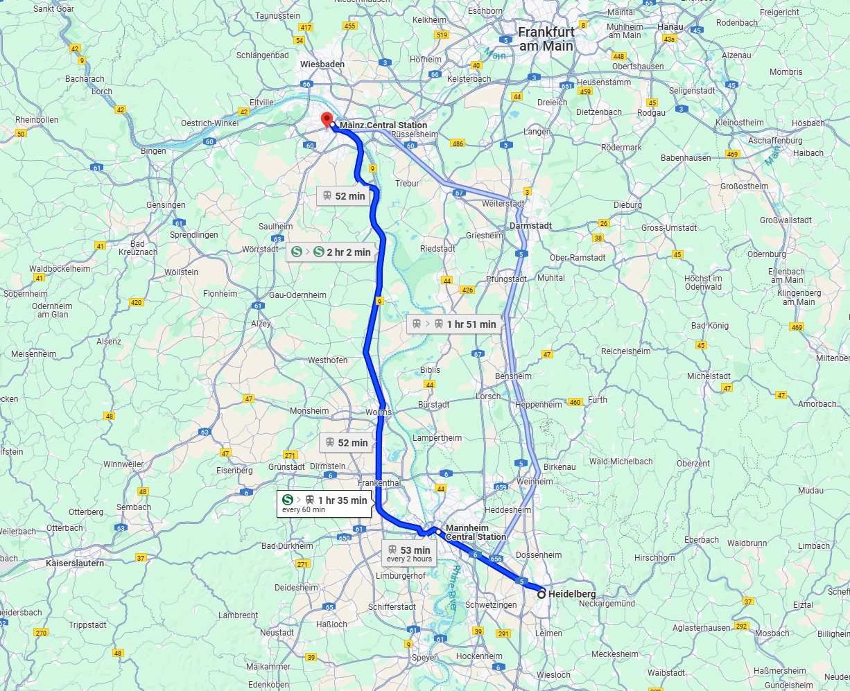 Anreise von Heidelberg Zu Mainz Über 