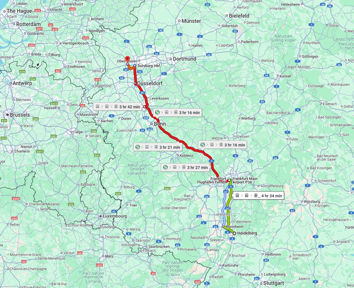 Anreise von Heidelberg Zu Moers Über 