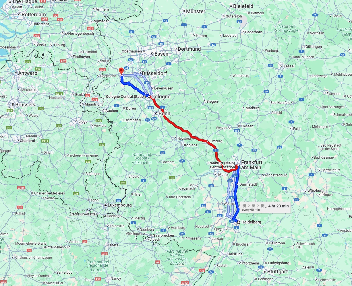 Anreise von Heidelberg Zu Mönchengladbach Über 