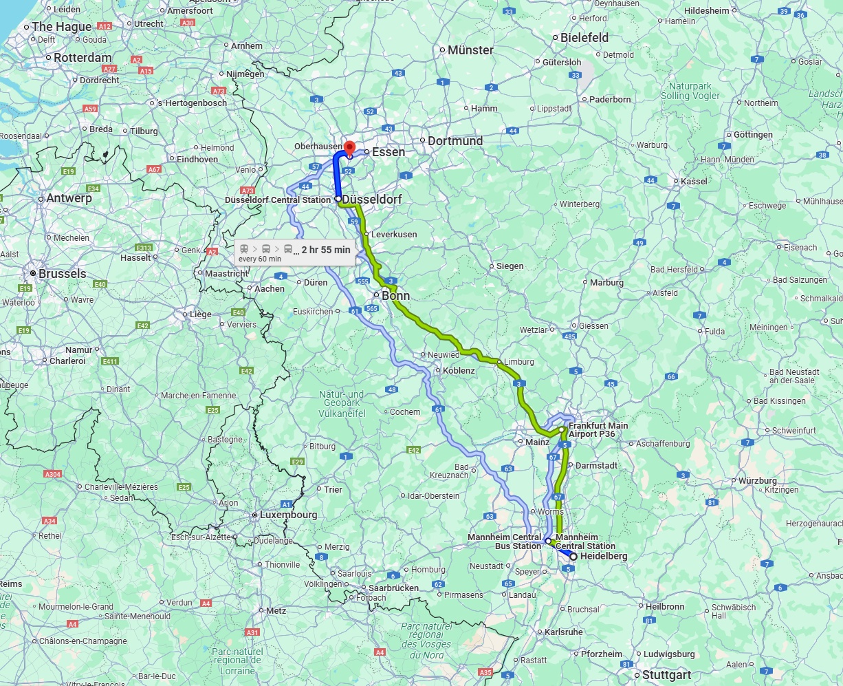 Anreise von Heidelberg Zu Mülheim an der Ruhr Über 