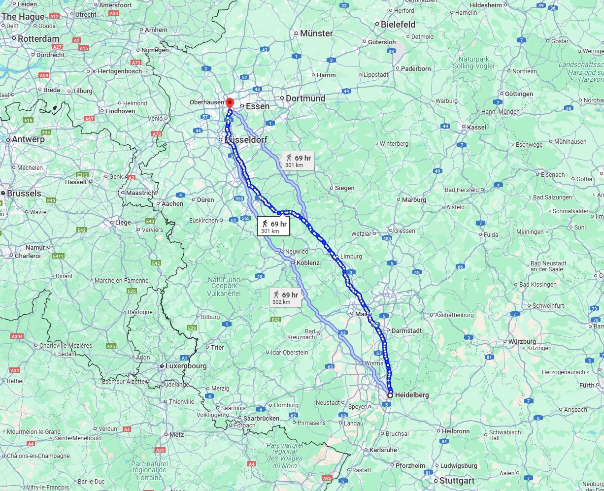 Anreise von Heidelberg Zu Mülheim an der Ruhr Über 
