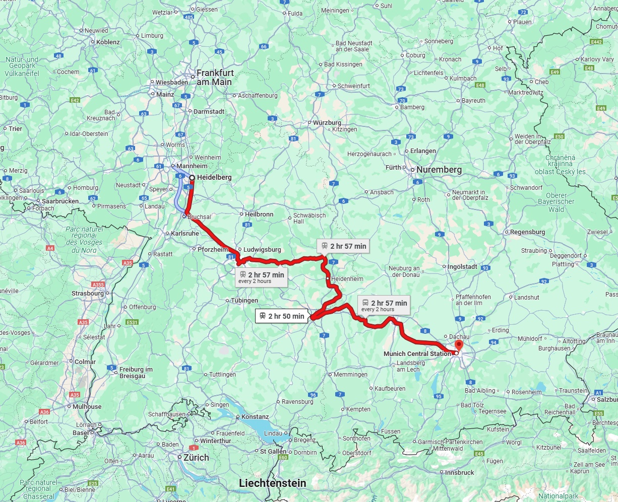 Anreise von Heidelberg Zu München Über 