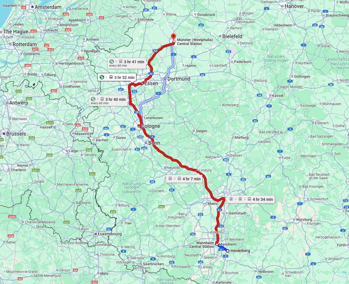 Anreise von Heidelberg Zu Münster Über 