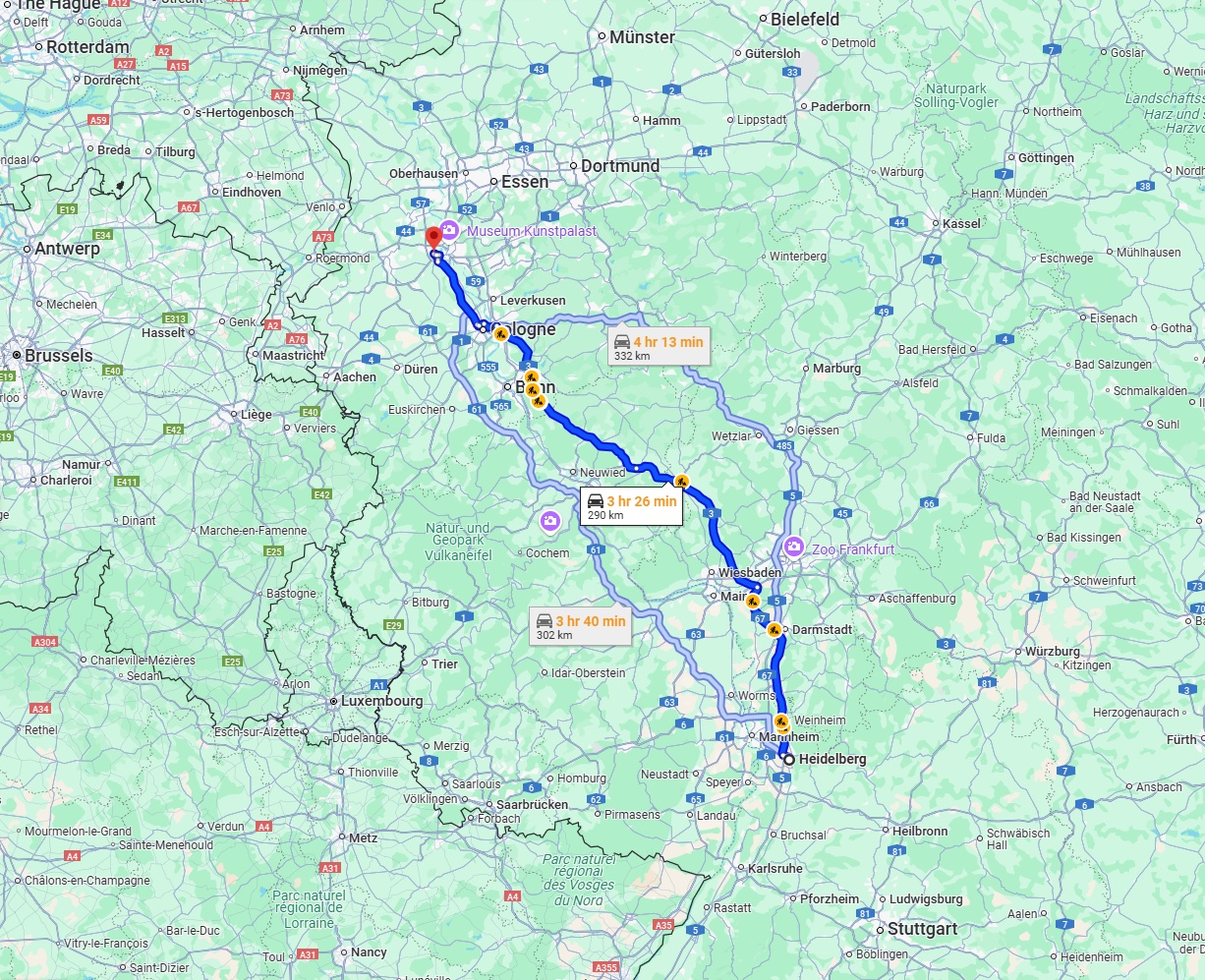 Anreise von Heidelberg Zu Neuss Über via A3