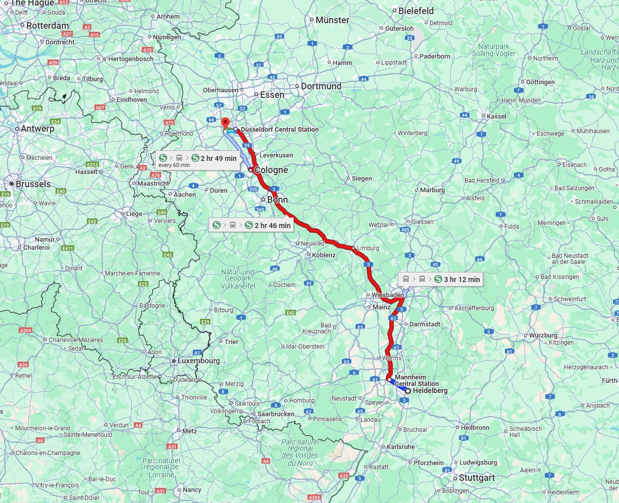 Anreise von Heidelberg Zu Neuss Über 