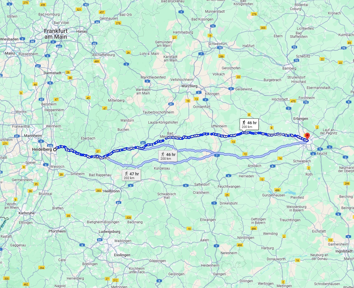 Anreise von Heidelberg Zu Nürnberg Über 