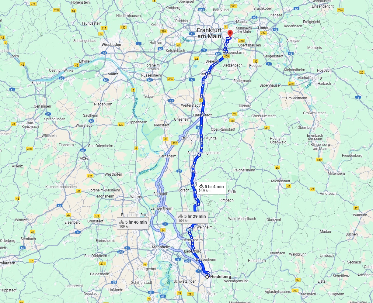Anreise von Heidelberg Zu Offenbach am Main Über 