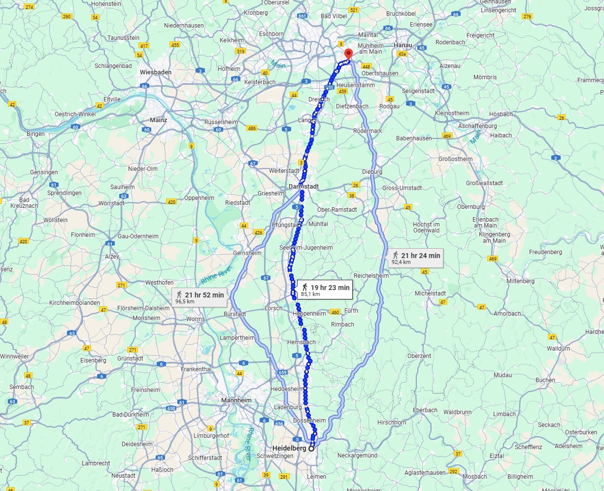 Anreise von Heidelberg Zu Offenbach am Main Über 
