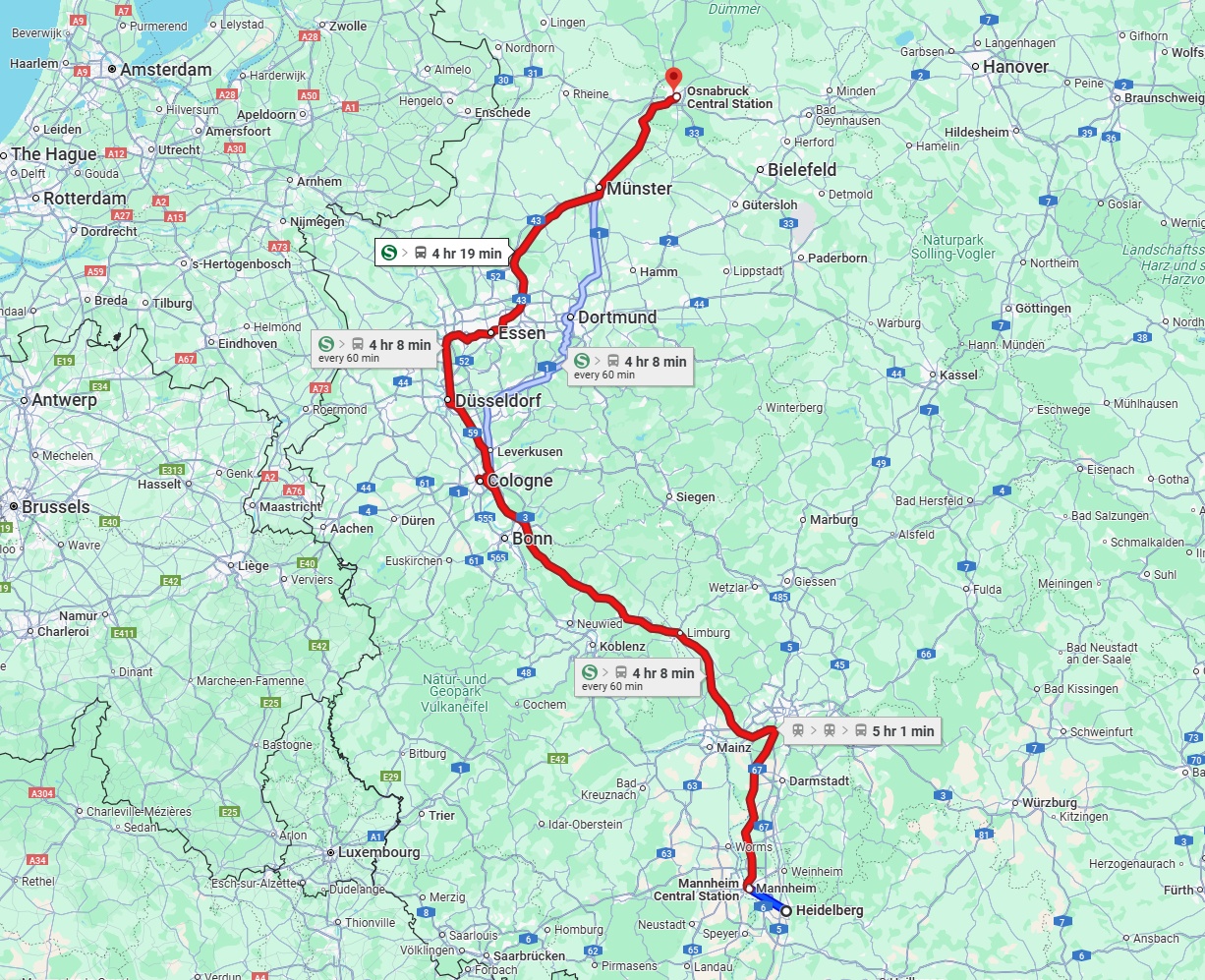 Anreise von Heidelberg Zu Osnabrück Über 