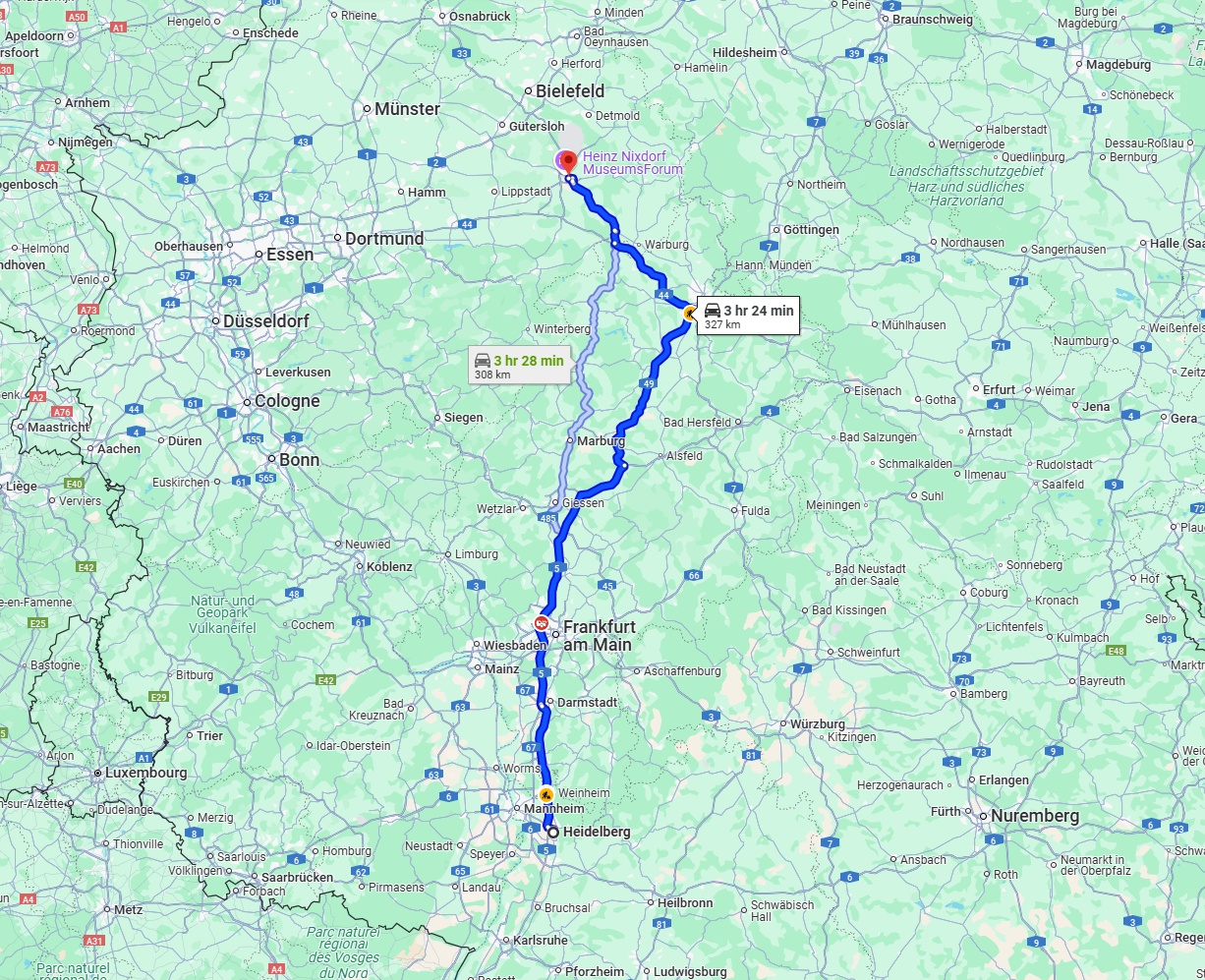 Anreise von Heidelberg Zu Paderborn Über via A5