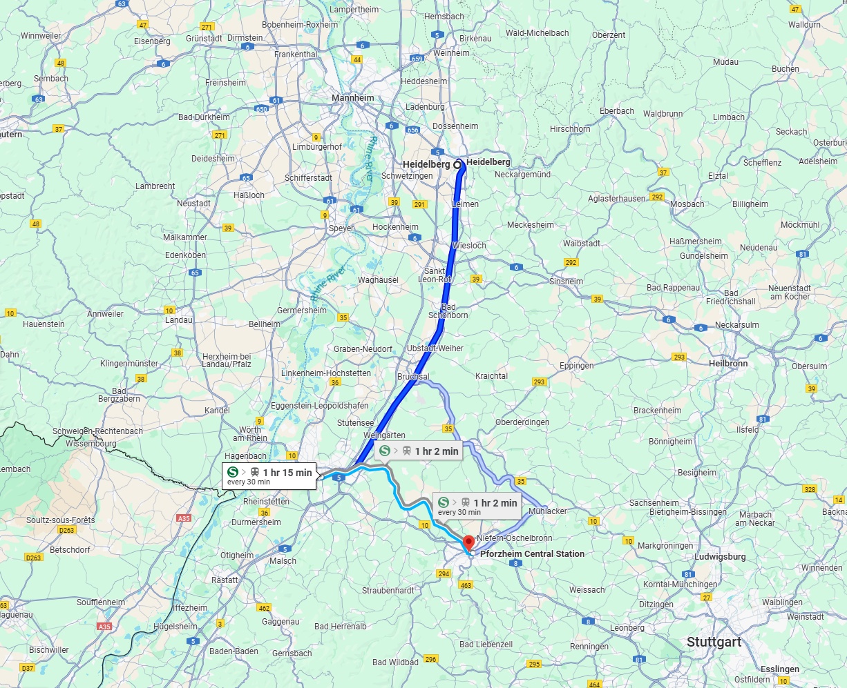 Anreise von Heidelberg Zu Pforzheim Über 