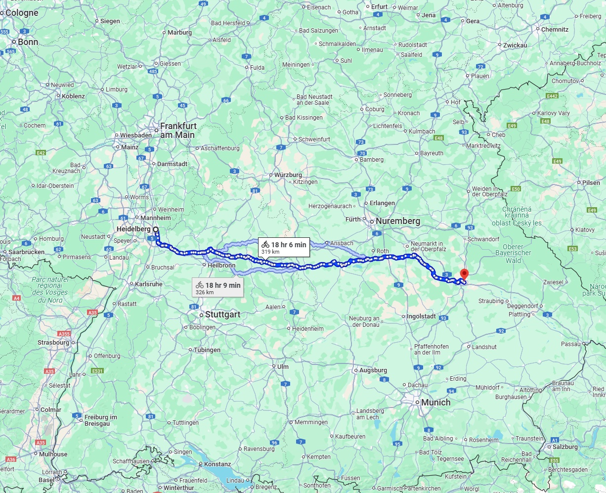 Anreise von Heidelberg Zu Regensburg Über 