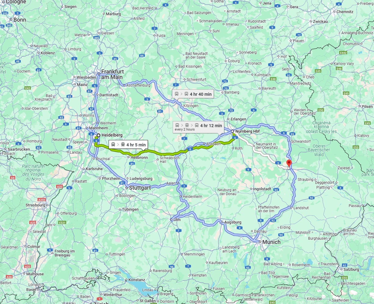 Anreise von Heidelberg Zu Regensburg Über 