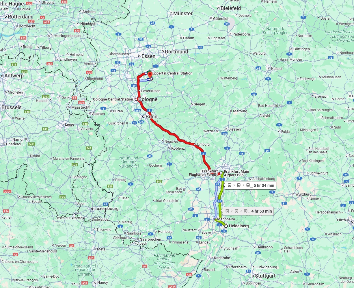 Anreise von Heidelberg Zu Remscheid Über 
