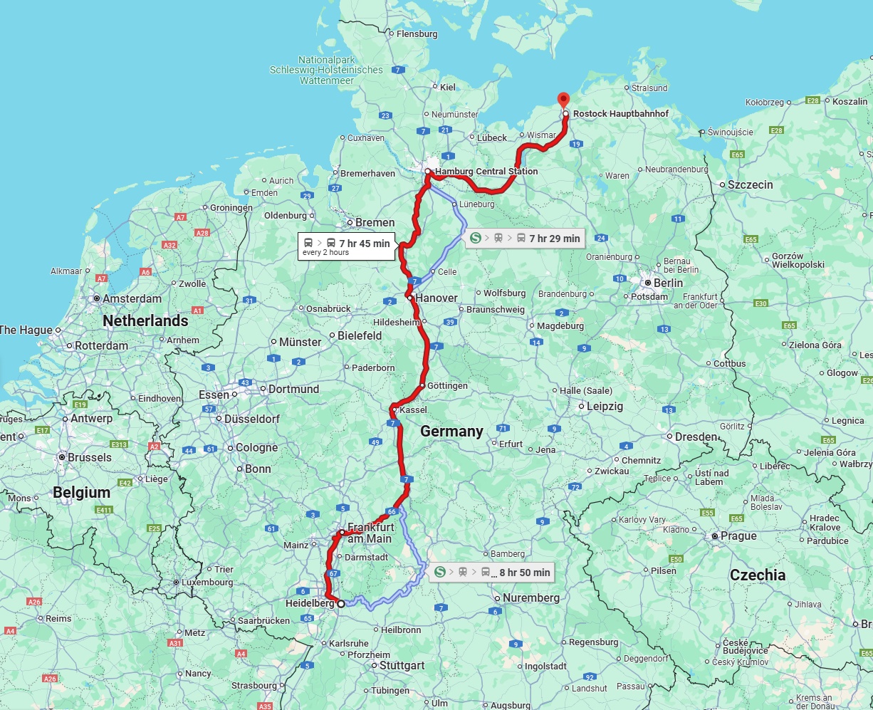 Anreise von Heidelberg Zu Rostock Über 
