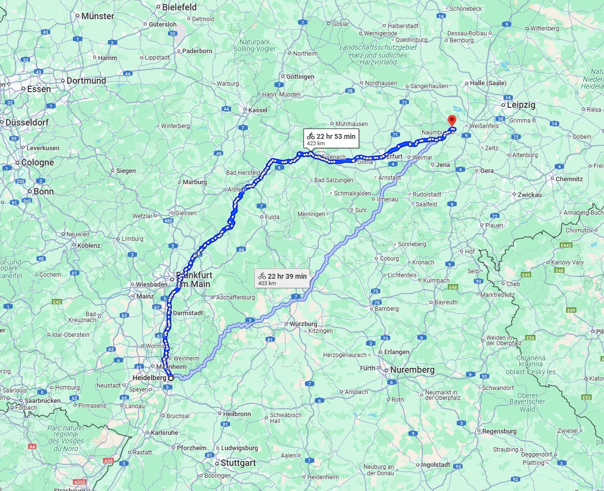 Anreise von Heidelberg Zu Saale Über 