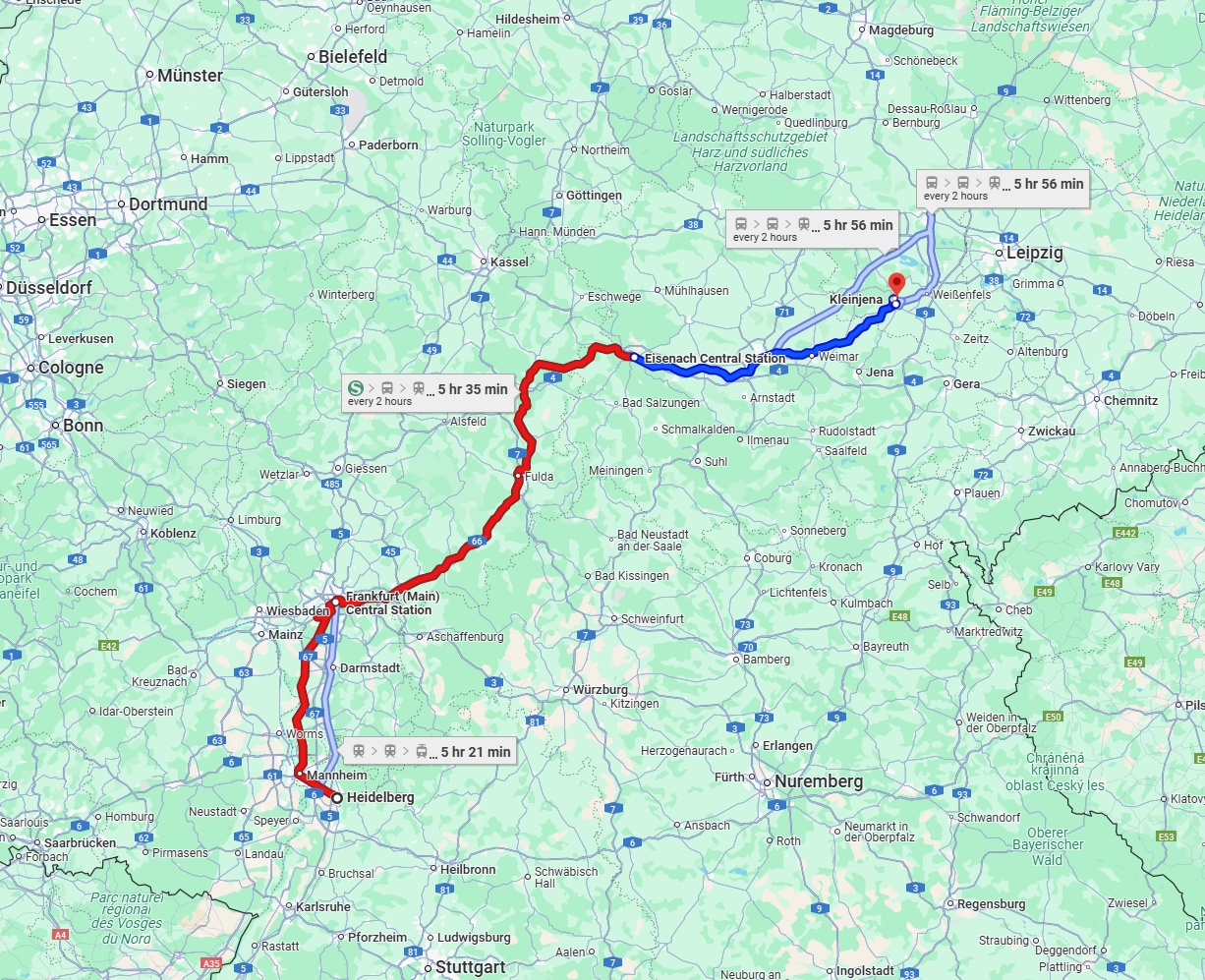 Anreise von Heidelberg Zu Saale Über 
