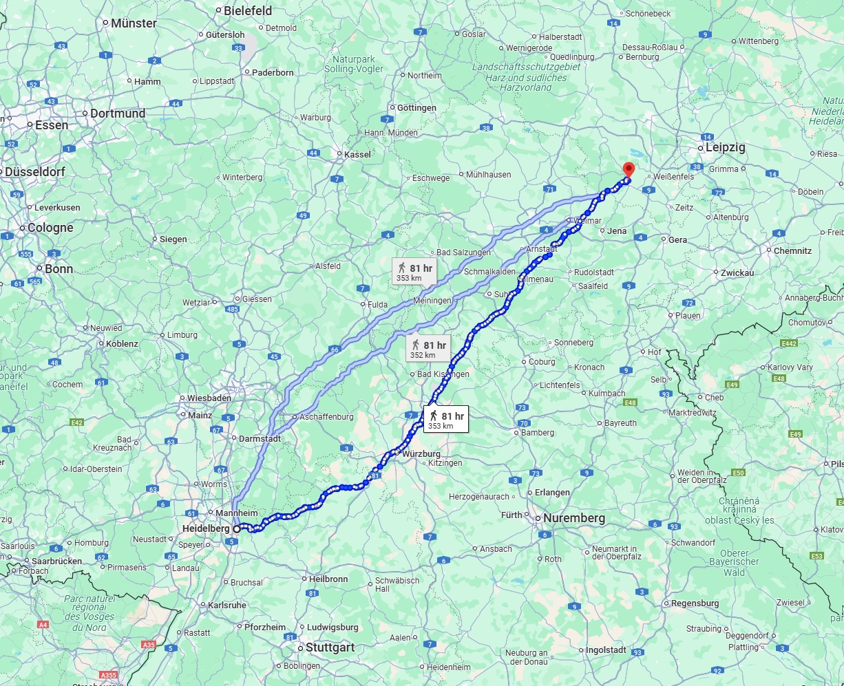 Anreise von Heidelberg Zu Saale Über 