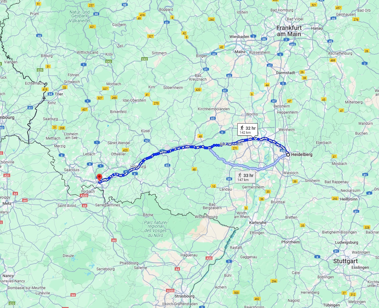 Anreise von Heidelberg Zu Saarbrücken Über 