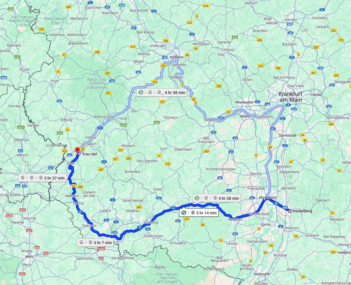 Anreise von Heidelberg Zu Trier Über 