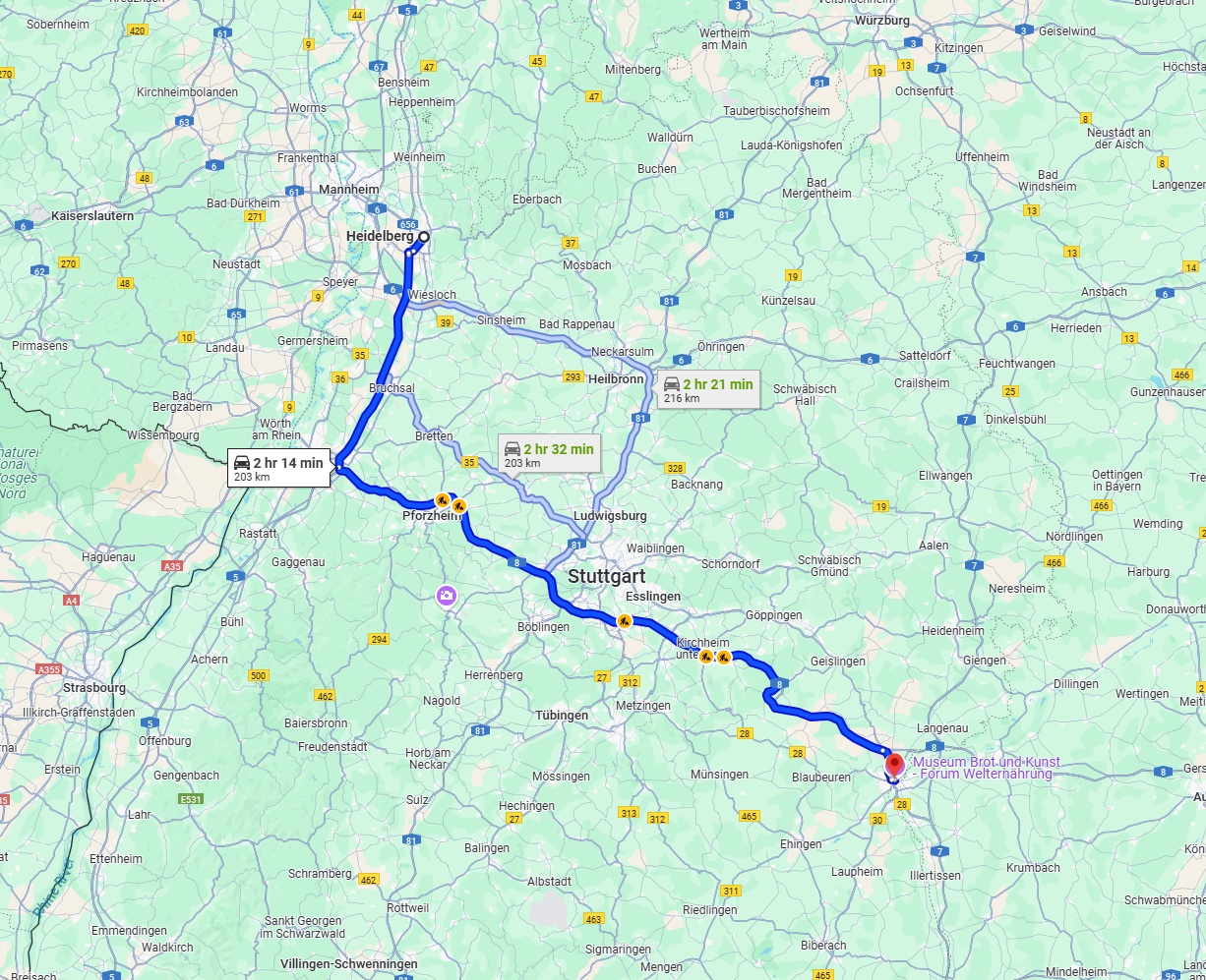 Anreise von Heidelberg Zu Ulm Über via A8