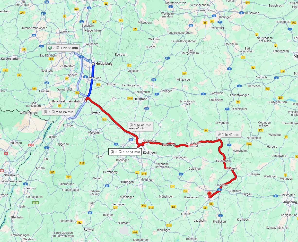 Anreise von Heidelberg Zu Ulm Über 