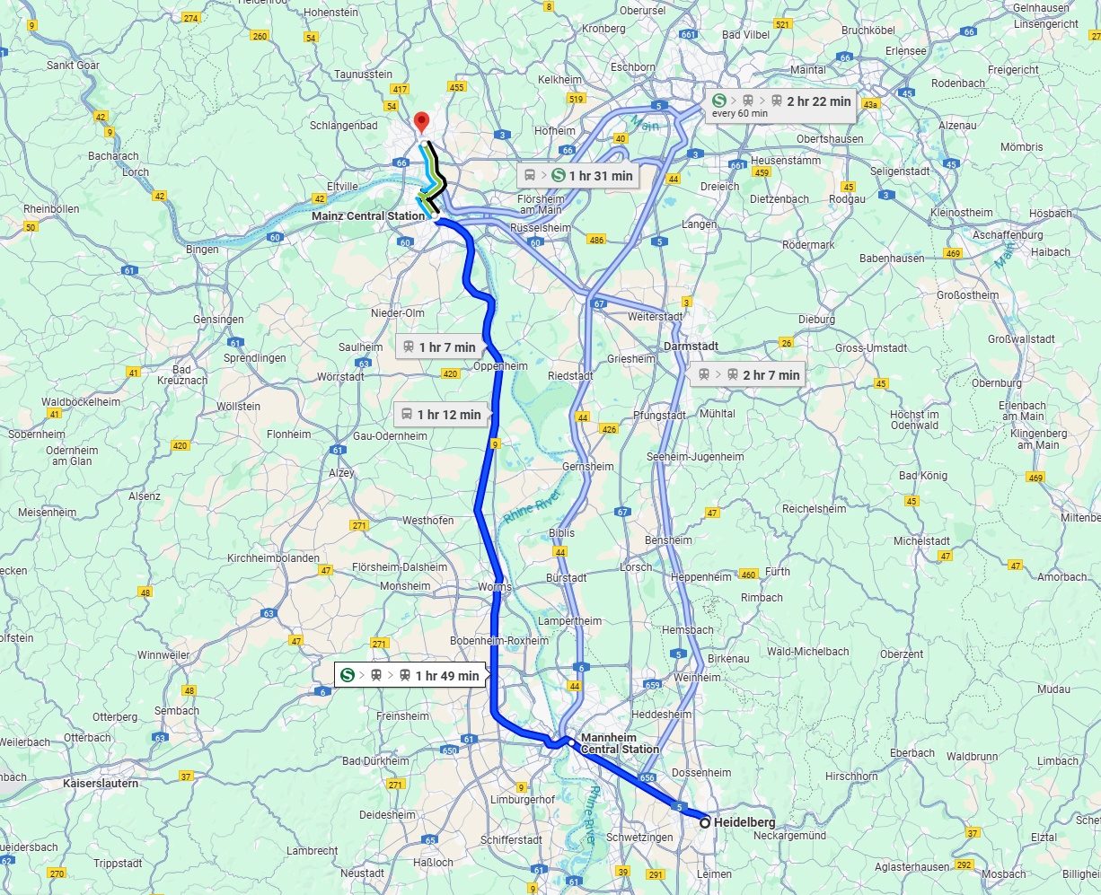 Anreise von Heidelberg Zu Wiesbaden Über 