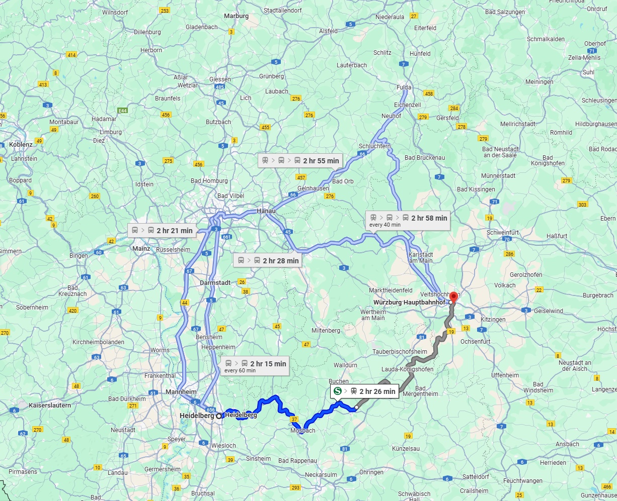 Anreise von Heidelberg Zu Würzburg Über 