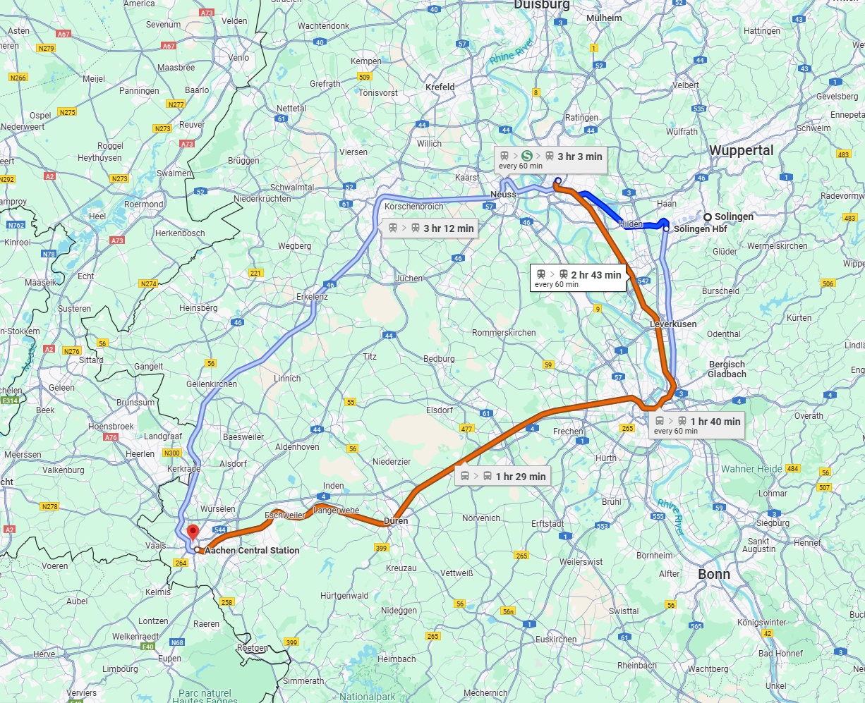 Anreise von Solingen Zu Aachen Über 