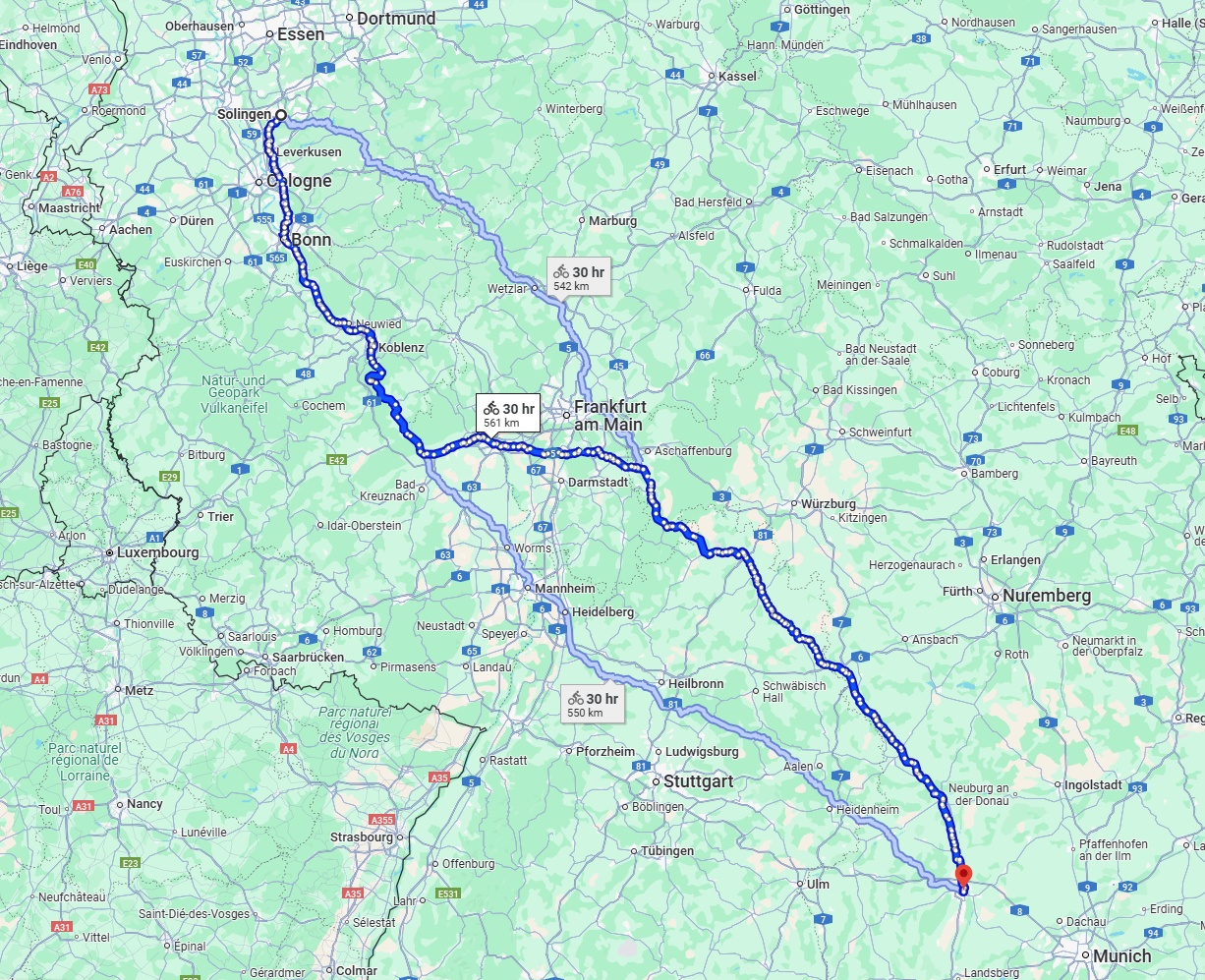 Anreise von Solingen Zu Augsburg Über 