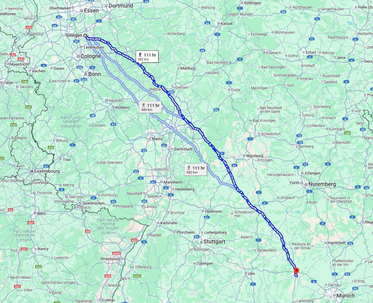 Anreise von Solingen Zu Augsburg Über 