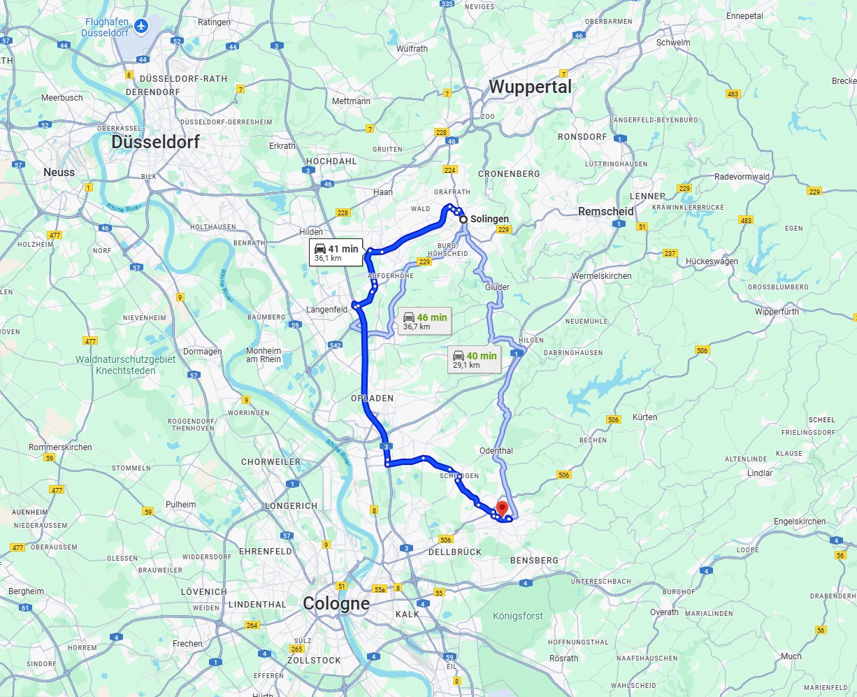 Anreise von Solingen Zu Bergisch Gladbach Über via A3