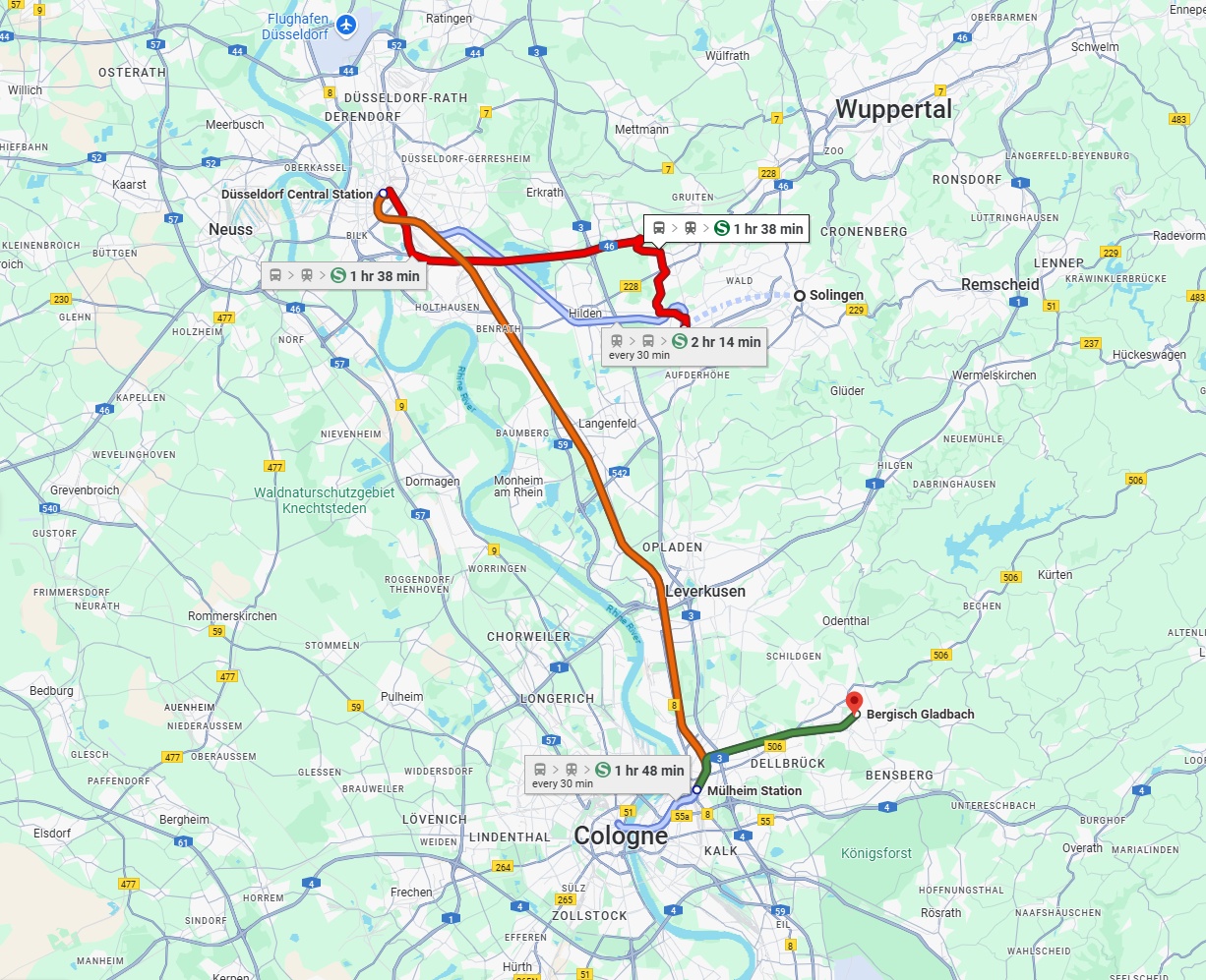 Anreise von Solingen Zu Bergisch Gladbach Über 