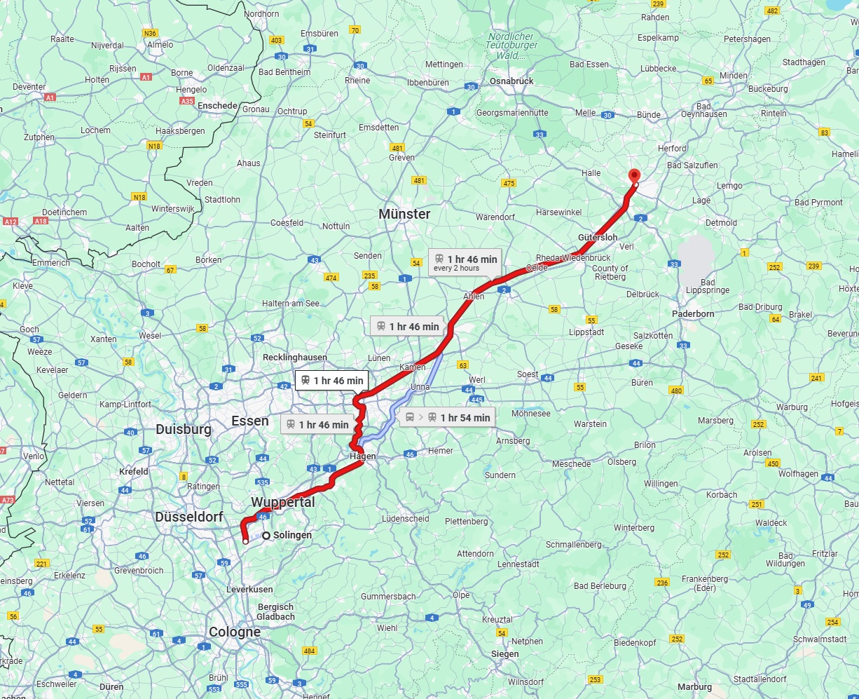 Anreise von Solingen Zu Bielefeld Über 