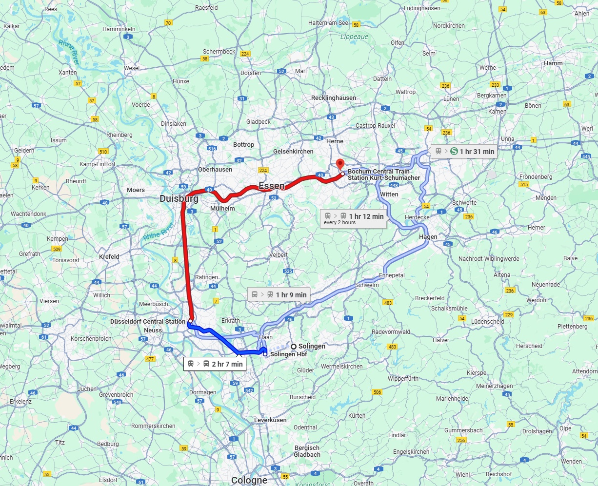 Anreise von Solingen Zu Bochum Über 