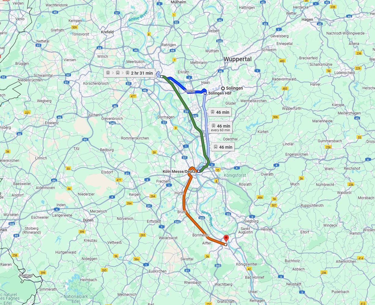 Anreise von Solingen Zu Bonn Über 