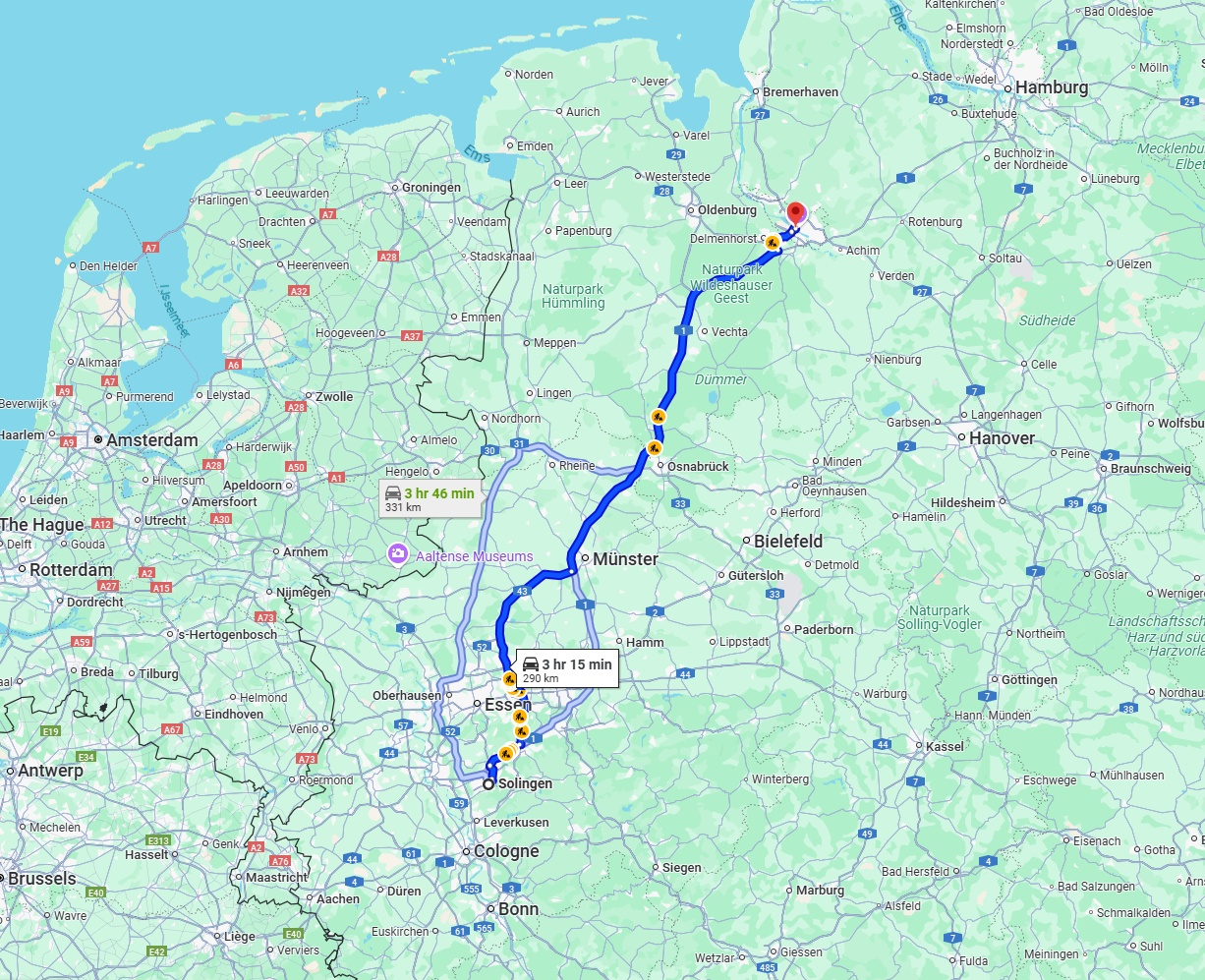 Anreise von Solingen Zu Bremen Über via A43 and A1