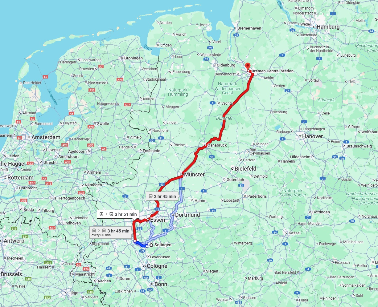 Anreise von Solingen Zu Bremen Über 