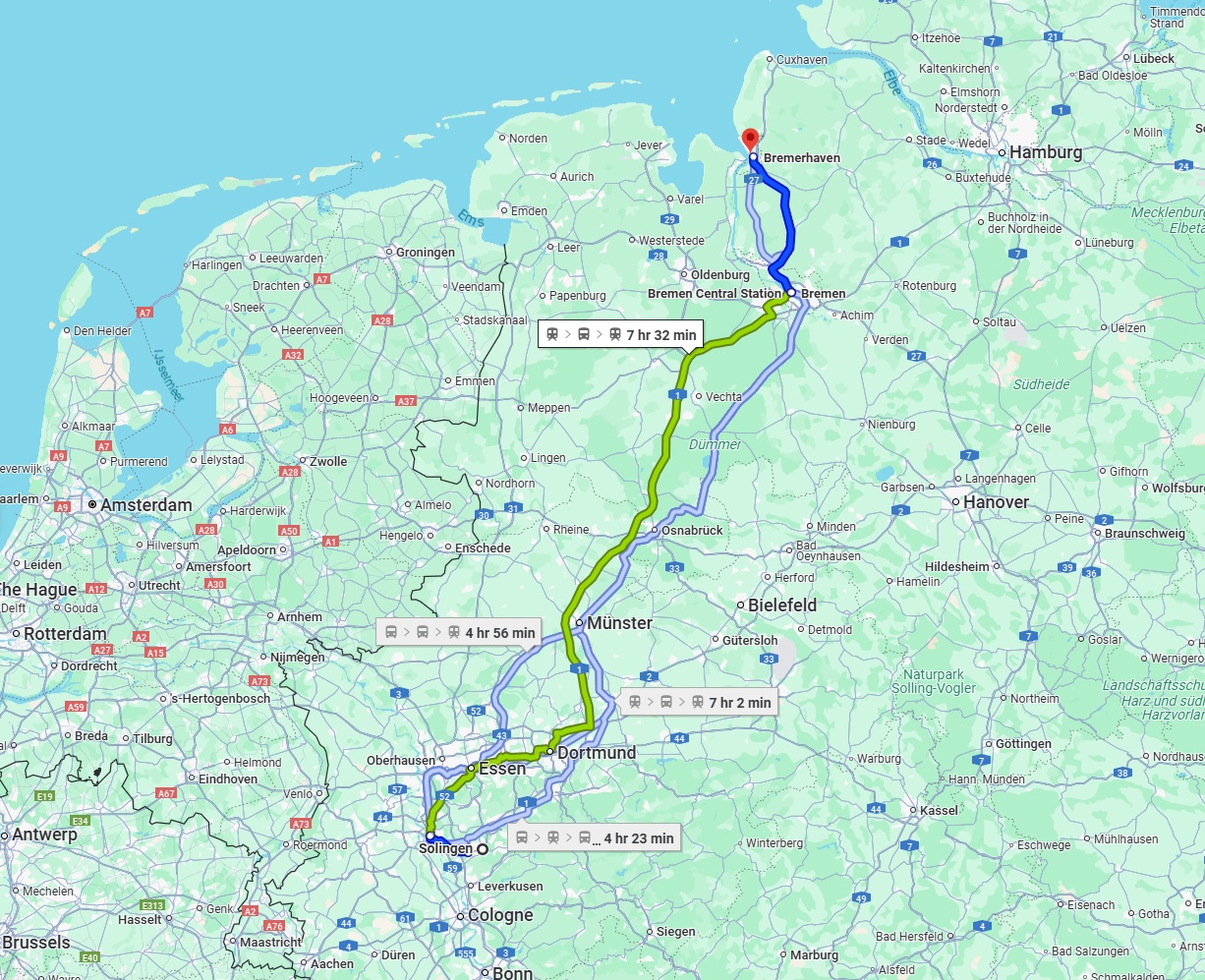 Anreise von Solingen Zu Bremerhaven Über 
