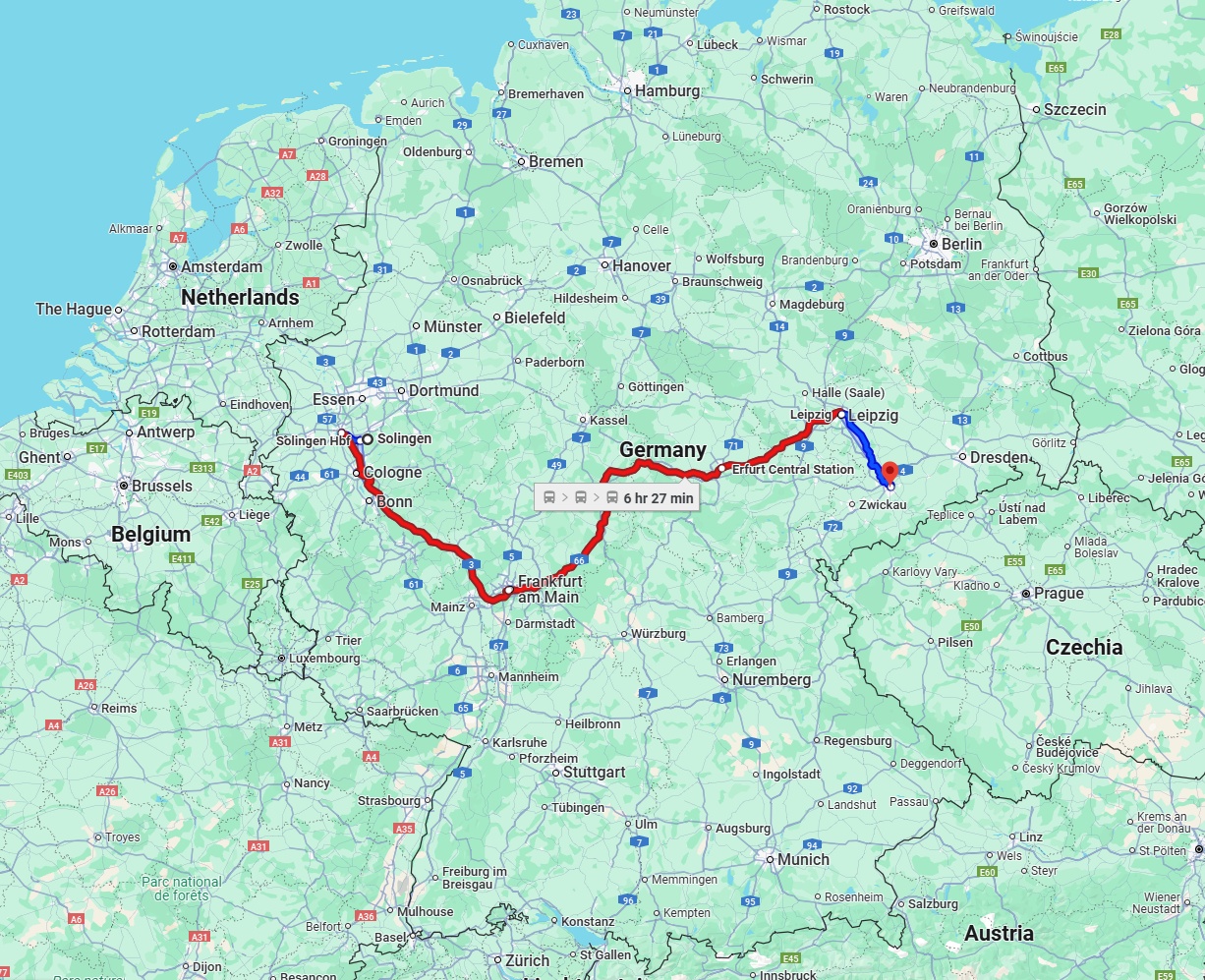 Anreise von Solingen Zu Chemnitz Über 