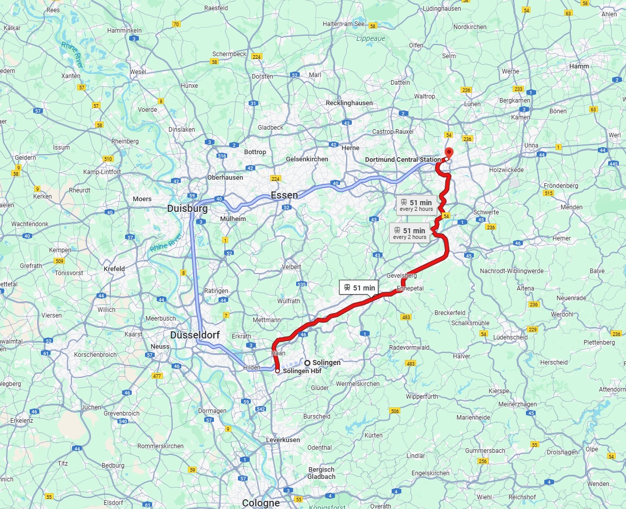 Anreise von Solingen Zu Dortmund Über 
