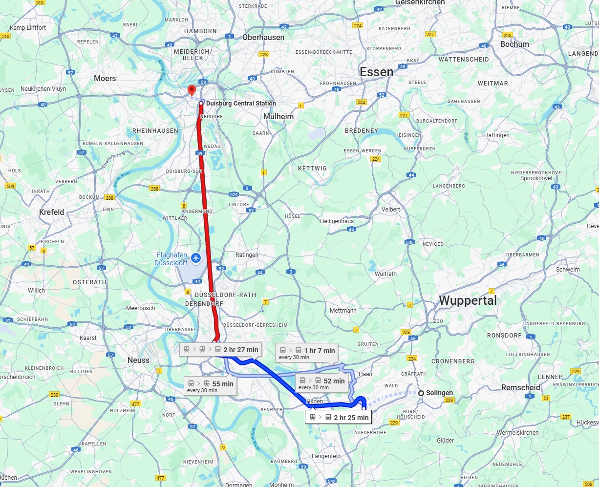 Anreise von Solingen Zu Duisburg Über 